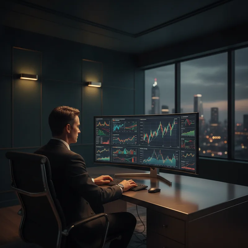 AI-driven market signals dashboard with live trend chart and confidence levels